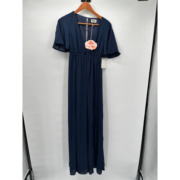SHOW ME YOUR MUMU Emily Empire Waist Maxi Dress in Crisp Navy // XXS - Picture 3 of 10